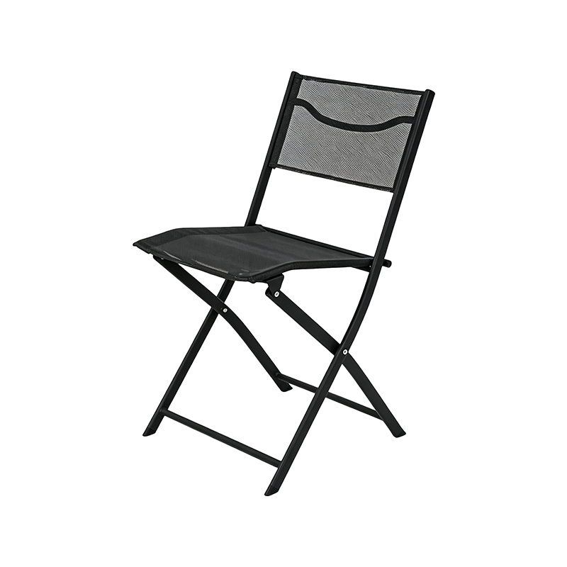 Silla plegable para exteriores que ahorra espacio con estructura de acero negro
