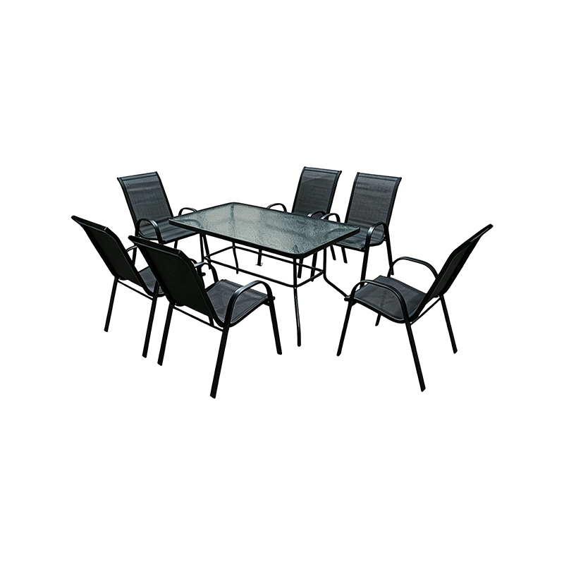 Juego de comedor de jardín de metal para uso al aire libre de 6 personas