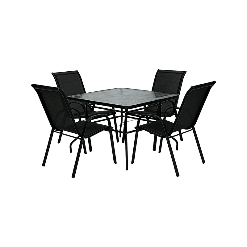 Juego de comedor de jardín de metal para uso al aire libre para 4 personas